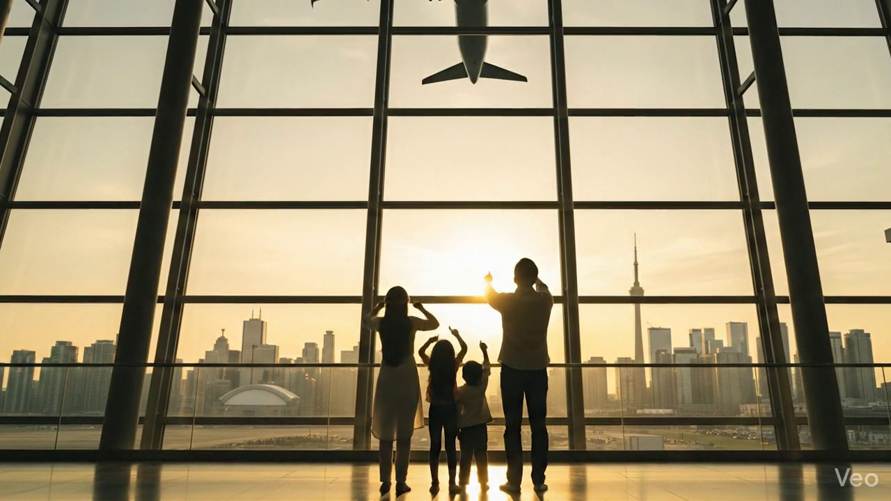 New immigrants arriving at destination airport with hope and dreams